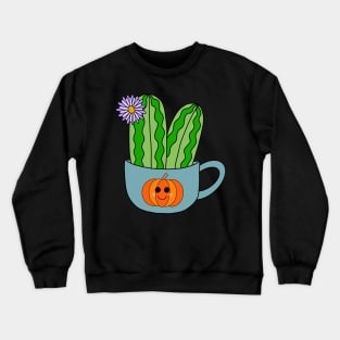 Cute Cactus Design #128: Cute Cacti With A Pretty Flower In Halloween Mug Crewneck Sweatshirt